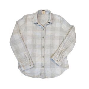 Faherty Reversible Women's Legend Sweater Shirt Button Up Gray/White Size L